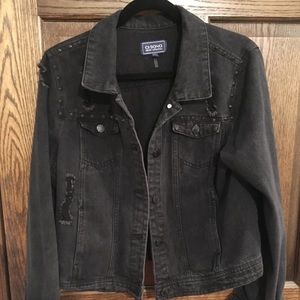 Ci Sono Black Destroyed Denim Jacket w Studs